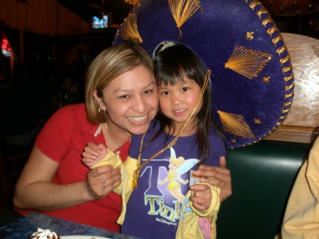 Kasen with her friend at the Mexican restaurant